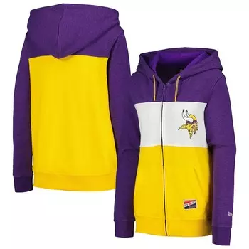 Женская толстовка с молнией во всю длину и цветными блоками New Era Purple Minnesota Vikings, цвет Mvk Purple