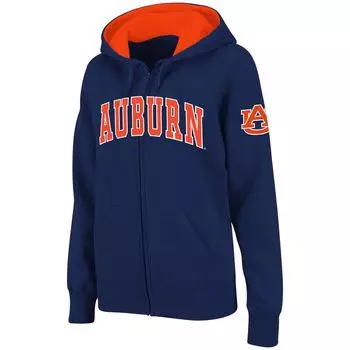 Женская толстовка с молнией во всю длину и арочным именем Stadium Athletic Navy Auburn Tigers Colosseum