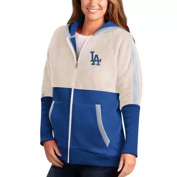 Женская толстовка с молнией во всю длину и реглан G-III 4Her от Carl Banks Oatmeal/Royal Los Angeles Dodgers Shuffle It G-III