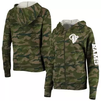 Женская толстовка с молнией во всю длину New Era Camo Los Angeles Rams Raglan New Era