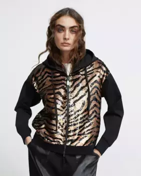 Женская толстовка с пайетками и эффектом животного принта Lola Casademunt, черный