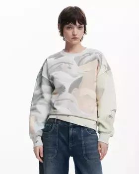 Женская толстовка с принтом Arty и круглым вырезом Desigual, белый