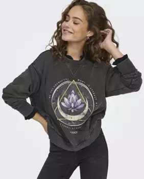 Женская толстовка с принтом спереди Only, темно-серый