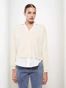 Женская толстовка с прямым воротником и длинными рукавами LCW Vision