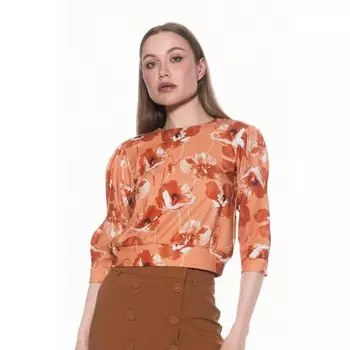 Женская толстовка с рукавами-буфами в рубчик Alexia Admor, цвет beige floral