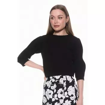 Женская толстовка с рукавами-буфами в рубчик Alexia Admor, черный