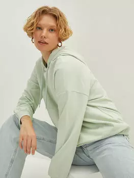 Женская толстовка с воротником-капюшоном, прямым длинным рукавом и карманом LCW Casual