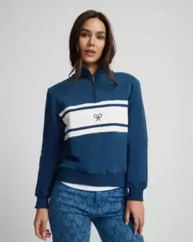 Женская толстовка с высоким воротом и застежкой-молнией на половину длины Silbon, тёмно-синий