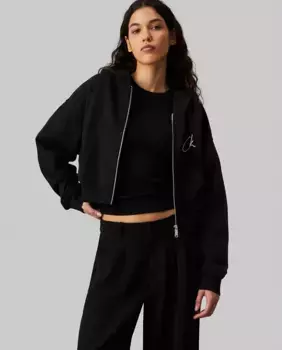 Женская толстовка с застежкой-молнией и капюшоном Calvin Klein Jeans, черный