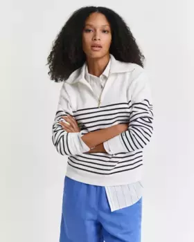 Женская толстовка с застежкой-молнией в рубчик Gant, белый