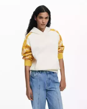 Женская толстовка с жаккардовыми рукавами Desigual, естественный