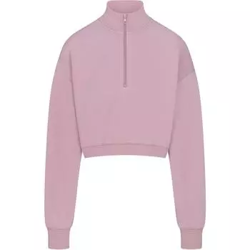 Женская толстовка SKIMS FW24 из хлопкового флиса с застежкой-молняяй до середины груди, цвет «сумерки», DUSK/Nightfall Color