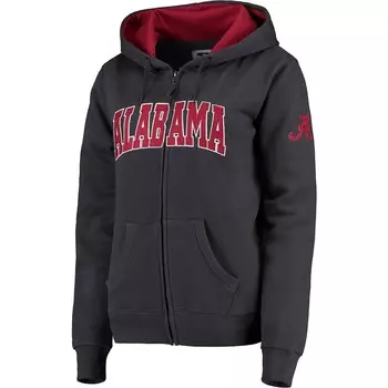 Женская толстовка Stadium Athletic Charcoal Alabama Crimson Tide с арочным названием и молнией во всю длину Colosseum, цвет Ala Charco