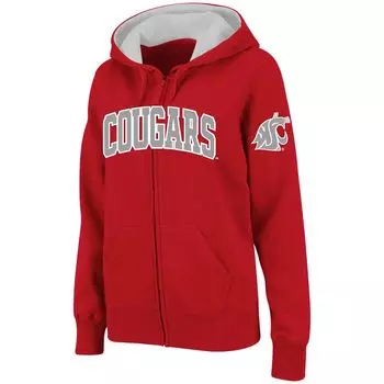 Женская толстовка Stadium Athletic Crimson Washington State Cougars с арочным именем и молнией во всю длину Colosseum