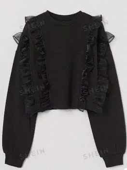 Женская толстовка свободного кроя из флиса с сетчатыми вставками Friful, черный