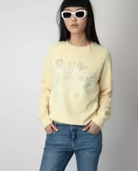 Женская толстовка Upper Escudo с круглым вырезом и принтом спереди Zadig & Voltaire, желтый