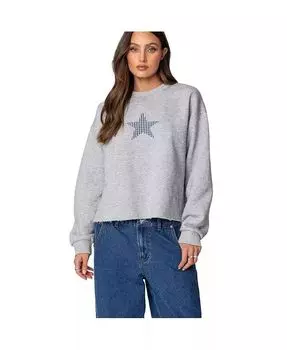 Женская толстовка в клетку со звездами Edikted, серый