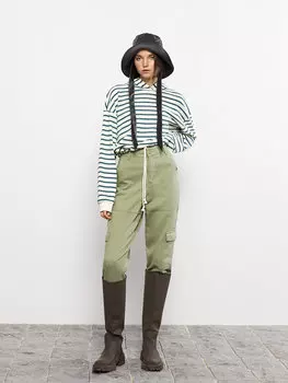 Женская толстовка в полоску с капюшоном и длинными рукавами LCW Casual