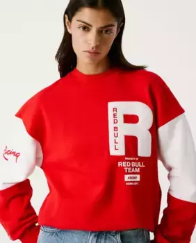 Женская толстовка в стиле колор-блок с приспущенными плечами Pepe Jeans, красный