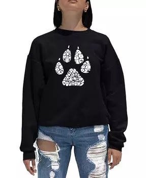 Женская толстовка Word Art Crewneck Dog Mom LA Pop Art, черный