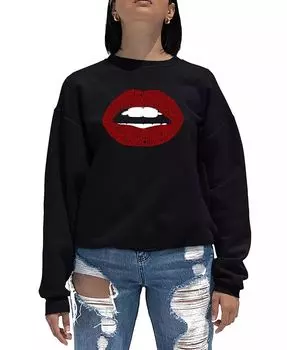 Женская толстовка Word Art Crewneck Fabulous Lips LA Pop Art, черный