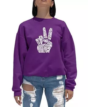 Женская толстовка Word Art Crewneck Peace Fingers LA Pop Art, фиолетовый