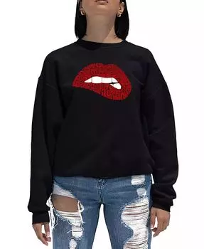 Женская толстовка Word Art Crewneck Savage Lips LA Pop Art, черный