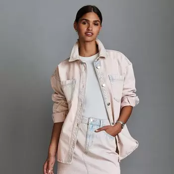 Женская тонированная джинсовая рубашка NEXT, розовый