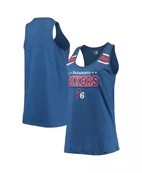 Женская топ с овальным вырезом-борцовкой Royal Philadelphia 76ers с мелованным рисунком New Era, синий