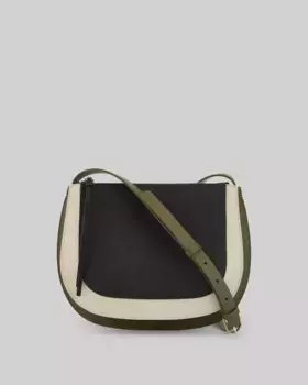 Женская трехцветная сумка на плечо с двойной ластовицей из яловой кожи Adolfo Dominguez, мультиколор