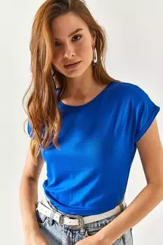 Женская трикотажная блузка из вискозы Saks Blue Bat Olalook, темно-синий