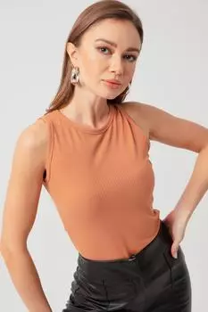 Женская трикотажная блузка на бретелях с плиткой Lafaba, оранжевый