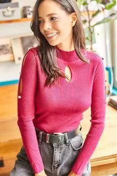 Женская трикотажная блузка с глубоким вырезом Cherry Rotten спереди и сзади с заниженными рукавами Olalook, бордовый