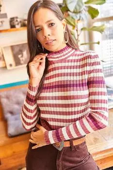 Женская трикотажная блузка в полоску Dusty Rose Half Fisherman Olalook, розовый