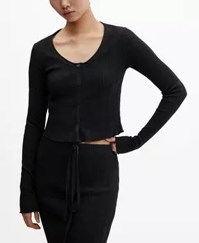 Женская трикотажная футболка на пуговицах MANGO, серый