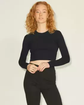Женская трикотажная футболка с длинными рукавами Jack & Jones, черный