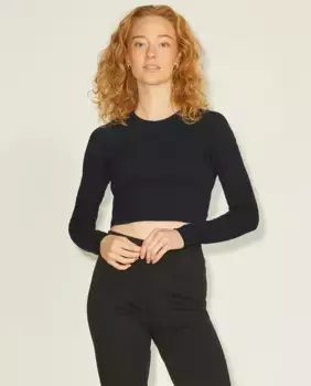Женская трикотажная футболка с длинными рукавами Jack & Jones, черный