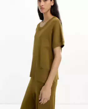 Женская трикотажная футболка с коротким рукавом Parfois, цвет Kaki