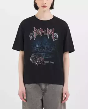 Женская трикотажная футболка с принтом Replay, черный