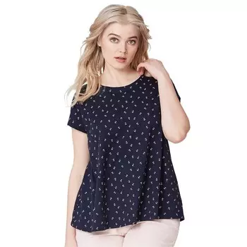 Женская трикотажная футболка трапециевидной формы Ellos больших размеров, цвет Navy Anchor