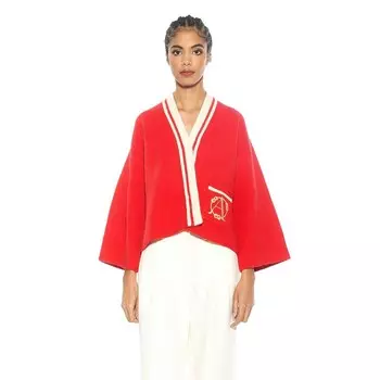 Женская трикотажная короткая куртка ALEXIA ADMOR Gabbi в морскую полоску, красный