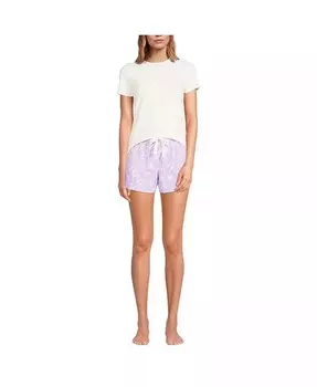 Женская трикотажная короткая пижама, футболка с короткими рукавами и шорты Lands' End, фиолетовый