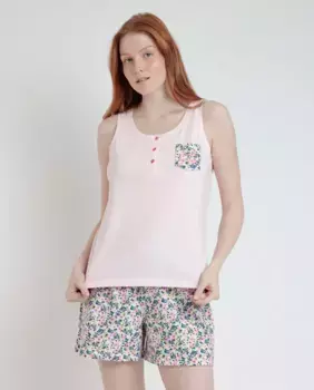 Женская трикотажная короткая пижама с цветочным принтом Admas, цвет Rosa
