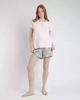 Женская трикотажная короткая пижама с цветочным принтом Admas, цвет Rosa