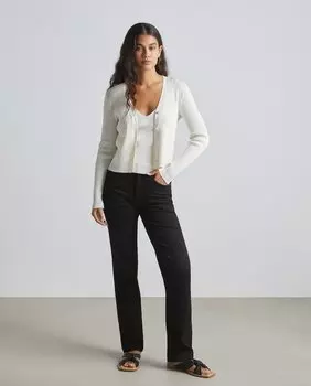 Женская трикотажная куртка в рубчик с V-образным вырезом Easy Wear, белый