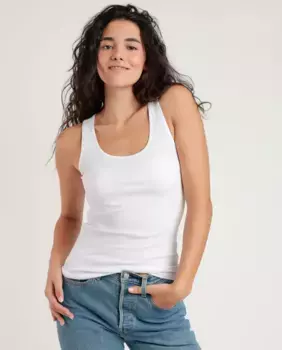 Женская трикотажная майка без рукавов в рубчик Admas, белый