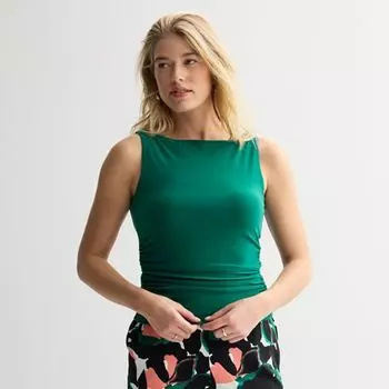 Женская трикотажная майка с боковыми сборками Nine West, цвет tiki green