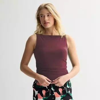 Женская трикотажная майка с боковыми сборками Nine West, цвет maddie plum