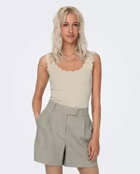 Женская трикотажная майка в рубчик Jdy, бежевый