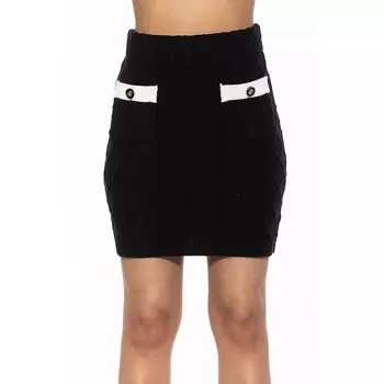 Женская трикотажная мини-юбка ALEXIA ADMOR Bex с контрастным передним карманом и нашивкой, черный